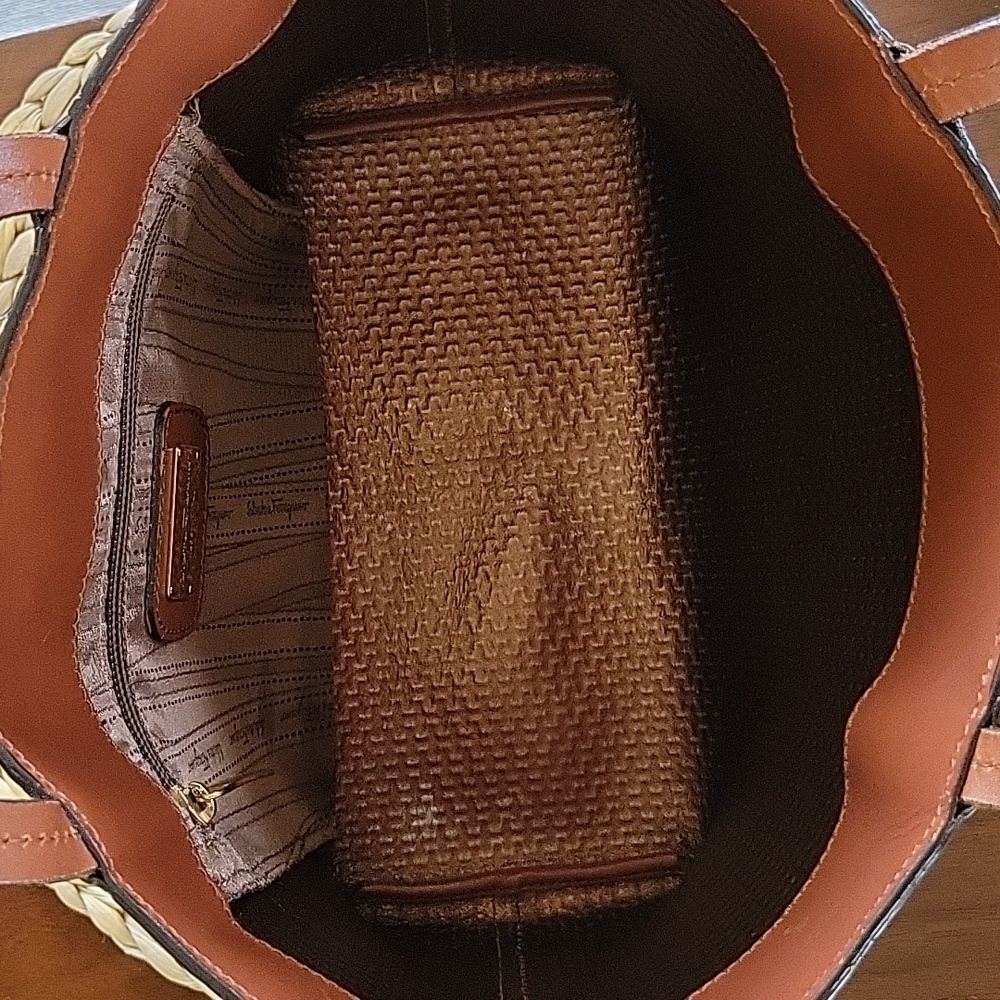 SALVATORE FERRAGAMO Bice Brown Woven Leather Tote - Picture 3 of 8